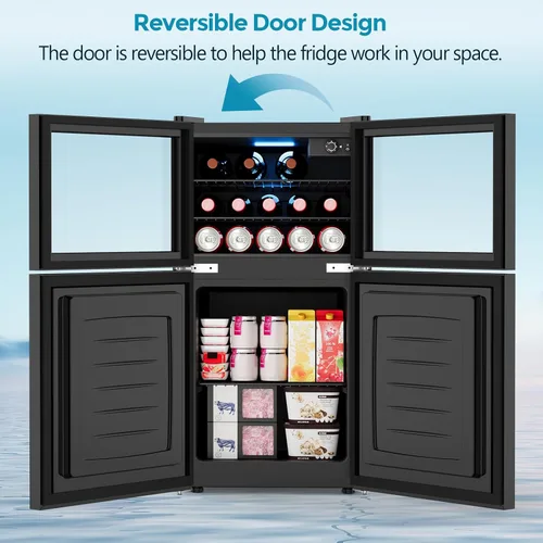 Miniatura 5 de Electactic Mini refrigerador de 2.6 pies cúbicos con congelador, refrigerador compacto de 2 puertas, enfriador de vino de bebidas independiente