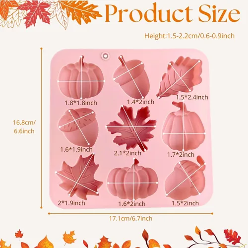 Miniatura 3 de 1 molde de silicona para chocolate con forma de hojas de arce, bellotas y calabazas en 3D para otoño, día de Acción de Gracias, tema de cosecha
