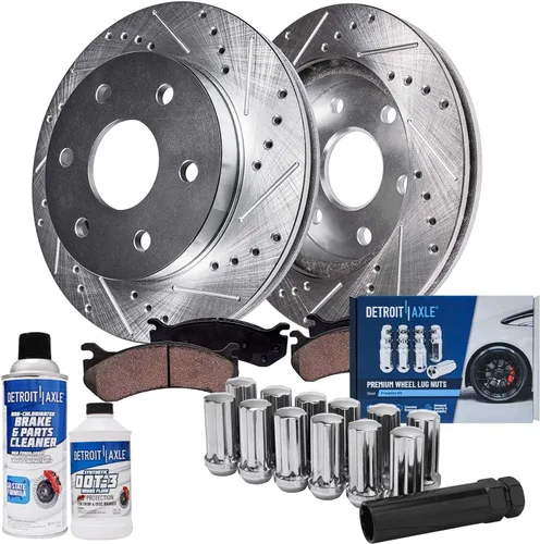 Miniatura 31 de Detroit Axle - Kit de frenos para Acura TSX 2009-2010 Honda Accord 2008-2011 Rotores de freno perforados y ranurados Pastillas de freno de cerámica