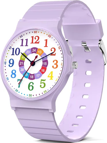 Miniatura 16 de Reloj analógico para niños y niñas, resistente al agua hasta 30M, reloj deportivo para niños, fácil de leer, con esfera fina, correa suave