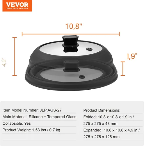 Miniatura 7 de VEVOR Cubierta y tapete para salpicaduras de microondas, tapa plegable de microondas de 10.8 pulgadas para alimentos, silicona resistente al calor