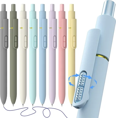 Miniatura 12 de HIACRY 8Pcs Blue Ink Gel Pens, Quick-Dry 0.7mm Fine Point Fidget Pens, Smooth Writing Journaling Pens for Note Taking, Gift for Women & Girls