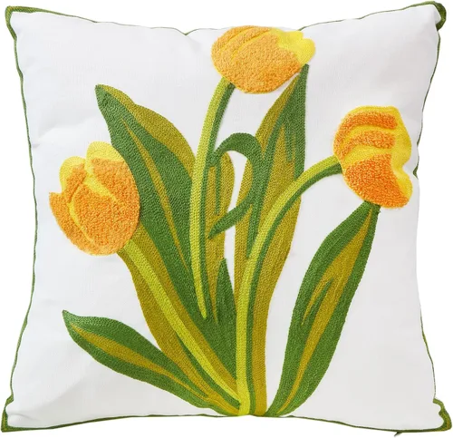 Miniatura 21 de Fundas bordadas decorativas para almohada de 18 x 18 pulgadas. Funda de cojín para sofá, cama, silla, funda de almohada 100% de algodón de 18 x 18