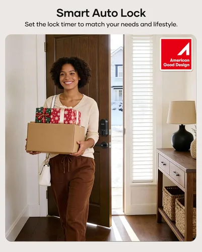 Miniatura 9 de SMONET Smart Lock AH1, cerradura de puerta de entrada sin llave con llave Apple Home, cerradura WiFi para puerta delantera, teclado de pantalla