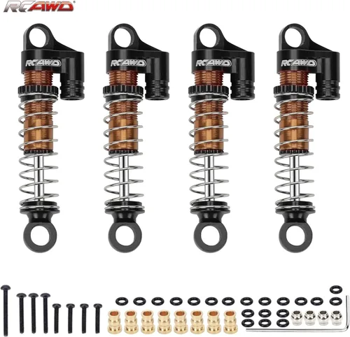 Miniatura 9 de RCAWD Actualizaciones para FMS FCX24 1/24 y 1/18 Crawlers Partes de Amortiguador de Choque, Amortiguadores de Choque Delanteros Traseros RC de Negro