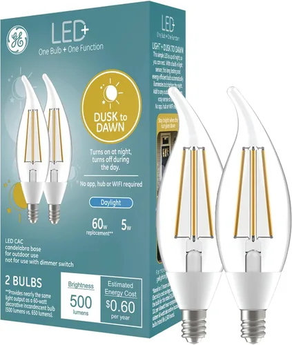 GE LED+ CA11 - Bombillas LED para exteriores del atardecer al amanecer, luces de seguridad automáticas encendido/apagado, luz del día, base Luz