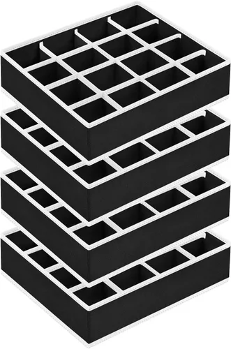 Miniatura 9 de Joyoldelf Organizador de cajones para calcetines, organizador de ropa interior, organizador de 16 celdas de tela, cajas de almacenamiento para Gris