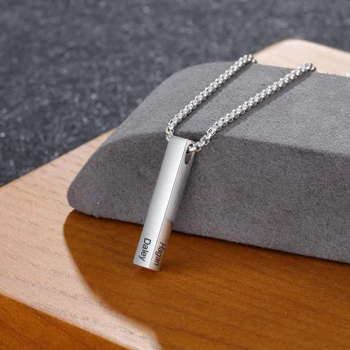 Miniatura 4 de Lam Hub Fong Collar de barra con nombre personalizado para hombre, collar de cruz personalizado con inicial para padre, hermano, regalos del día