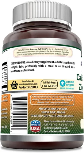 Miniatura 2 de Amazing Formulas - Suplemento de 240 cápsulas blandas de calcio y magnesio y zinc D3, sin OMG, sin gluten (paquete de 1)