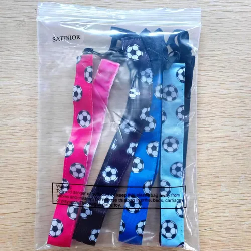 Miniatura 7 de SATINIOR 4 diademas de fútbol antideslizantes para niña, ajustable, color negro, azul, rosa y azul claro