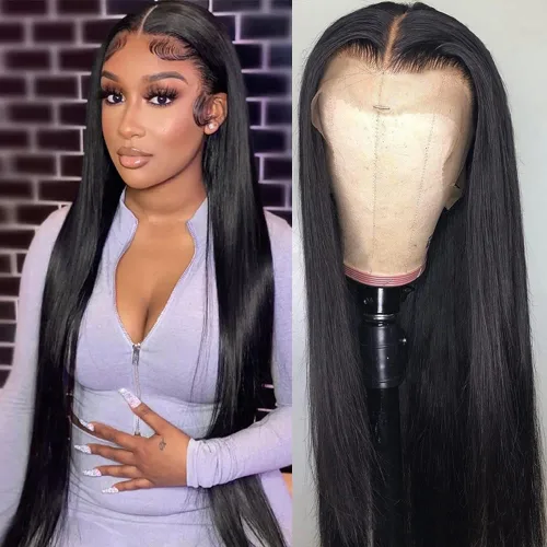 Miniatura 14 de Iris Queen Pelucas de cabello humano lacio HD 12A 13x4 con encaje frontal transparente de densidad 180 con cabello de bebé para mujer, color negro