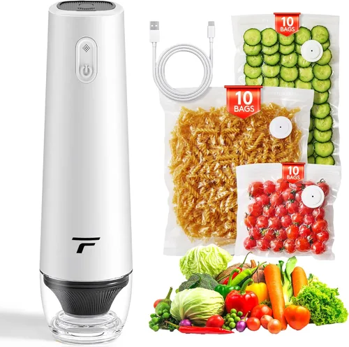 Miniatura 9 de Sellador al vacío para alimentos, diseño del chef para preservar la frescura, sellador al vacío de mano compacto con 30 bolsas reutilizables, grado