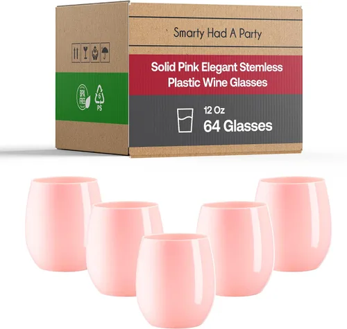 Miniatura 11 de Smarty Had A Party Copas de vino de 12 onzas, paquete de 64 copas de plástico transparente sin tallo, irrompibles y desechables para fiestas
