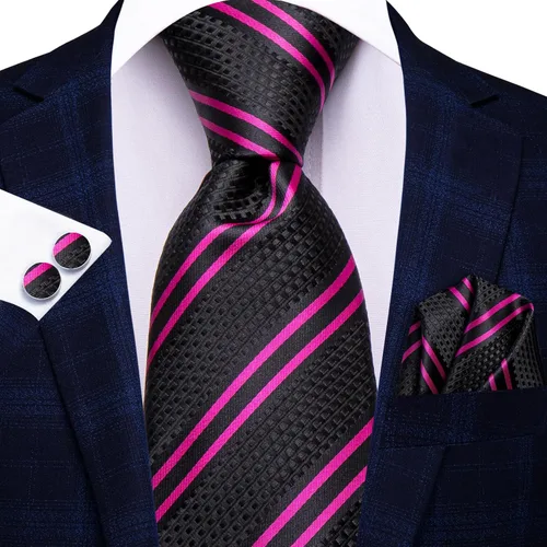 Miniatura 117 de Hi-Tie Corbata clásica de cachemira para hombre con pañuelo y gemelos a cuadros