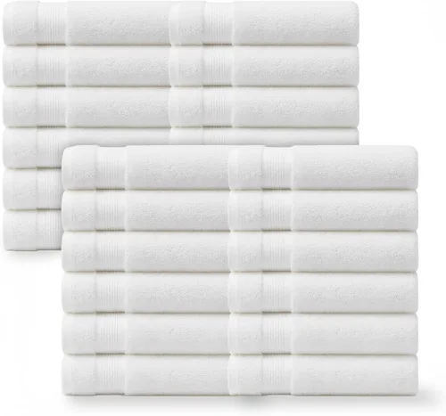 Miniatura 14 de Linteum Textile Supply Toalla de mano negra prémium de 16 x 27 pulgadas, 100% algodón, sin torsión, absorbente, de secado rápido, duradera