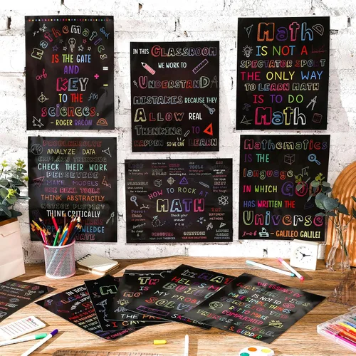 Miniatura 5 de Faccito 12 pósteres inspiradores de matemáticas para aula, 10 x 12 pulgadas, carteles educativos de matemáticas positivas motivacionales