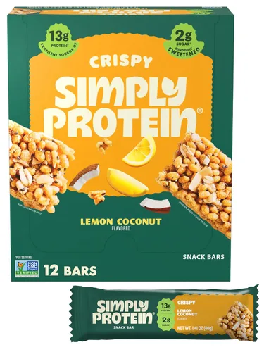 Miniatura 21 de Simply Protein - Barras crujientes de canela y nuez - Barras de proteínas a base de plantas - Bajo en carbohidratos, bajo en azúcar, alta fibra
