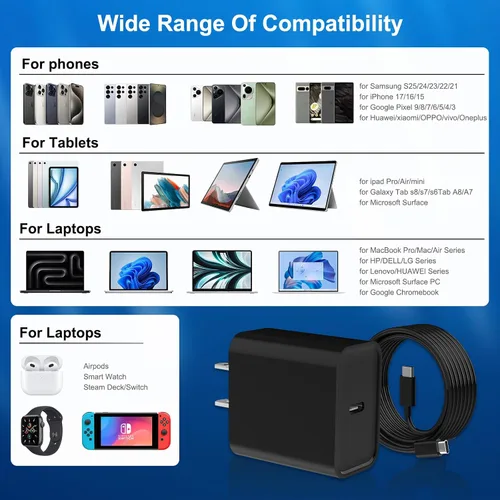Miniatura 4 de Cargador de carga rápida para iPhone 16 y 15, paquete de 3 cargadores USB C PD de 20 W con cable de 10 pies, cable USB C tipo C para iPhone 16/16