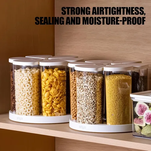 Miniatura 2 de Dispensador de granos – Contenedor de almacenamiento giratorio de 6 rejillas, dispensador de cereales y aperitivos, mantiene la harina, el azúcar