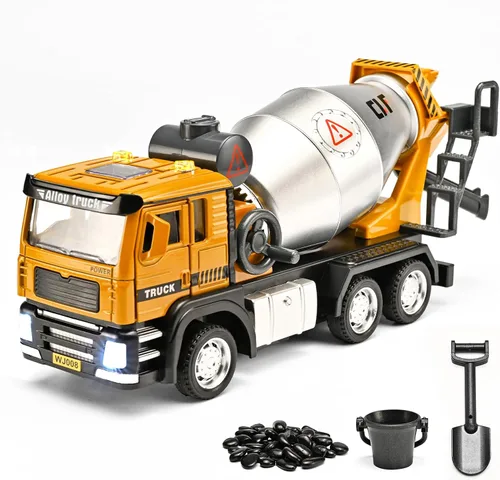 Camiones Mezclador de Cemento para Niños, Camión Mezclador de Cemento de Juguete de Metal con Cabina de Diecast, Camiones Mezcladores de Juguete con