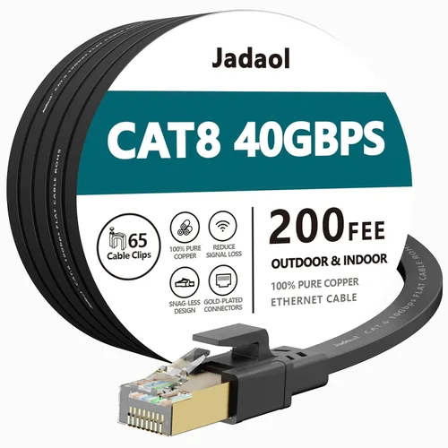 Miniatura 32 de Jadaol Cable Ethernet Cat 8 de 20 pies, 40 Gbps 2000 MHz, cable de conexión LAN RJ45 S/FTP, cable de red Cat8 de alta velocidad para router, módem