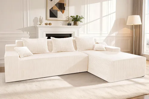 Miniatura 3 de HABUTWAY Sofá modular modular de 101 pulgadas con asiento profundo, moderno sofá convertible en forma de L, sofá tapizado con diván para sala