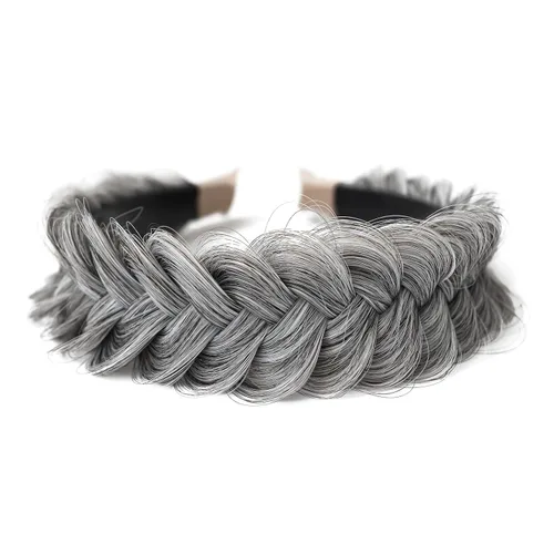 Miniatura 17 de Diadema ancha trenzada para el cabello, accesorios para el cabello, banda elástica antideslizante para mujeres y niñas (amarillo claro)