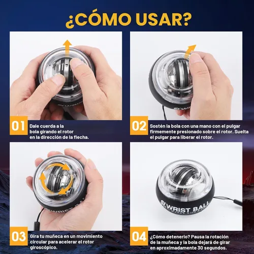 Miniatura 5 de JIN BD Pelota de entrenamiento de muñeca, fortalecedor de muñeca giroscópico giroscópico para antebrazo, bola giroscópica para fortalecer brazos