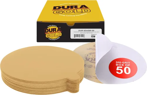 Miniatura 8 de Dura-Gold Discos de lija PSA dorados de 6 pulgadas de alta calidad, grano 400, caja de 50 unidades, papel de lija autoadhesivo para lijadora DA