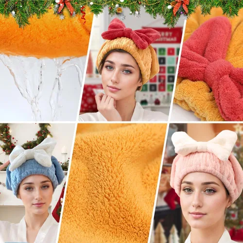 Miniatura 3 de 2 toallas de microfibra para secar el cabello, superabsorbentes, para cabello húmedo, de secado rápido, toallas de pelo gruesas, pajarita suave