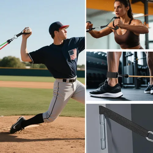Miniatura 3 de WHATAFIT Bandas de resistencia, bandas de ejercicio, bandas de resistencia para entrenamiento, bandas de entrenamiento con asas para hombres