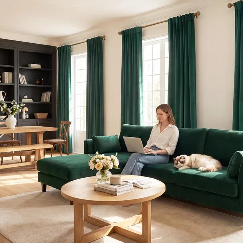 Miniatura 8 de StangH Cortinas de Terciopelo Verde Esmeralda de 96 Pulgadas - Cortinas Opacas de Terciopelo de Lujo Súper Suaves, Elegante Cobertura de Ventana