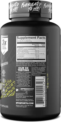 Miniatura 9 de EFX Sports Kre-Alkalyn Hardcore 120 Cápsulas