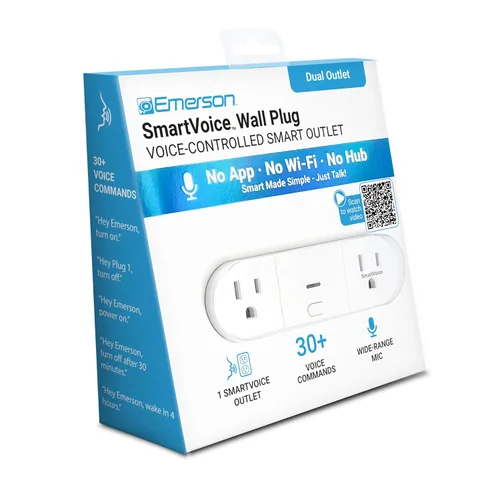 Miniatura 9 de Emerson SmartVoice - Enchufe de pared 4 en 1, tomacorriente inteligente controlado por voz con 2 salidas de CA y 2 puertos USB-A, sin WiFi, sin
