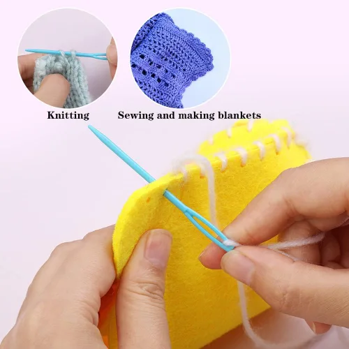 Miniatura 6 de LUNARM 50 piezas de agujas de coser de plástico, agujas de hilo de plástico de ojo grande con caja, agujas de plástico de 7 cm/2.76 pulgadas