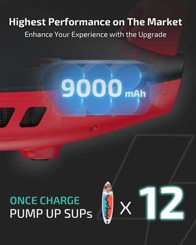 Miniatura 2 de Bomba de tabla de remo Swonder Seawolf con batería de 9000mAh, bomba de aire eléctrica SUP de 20 PSI 2 veces más rápida con cilindros duales, doble