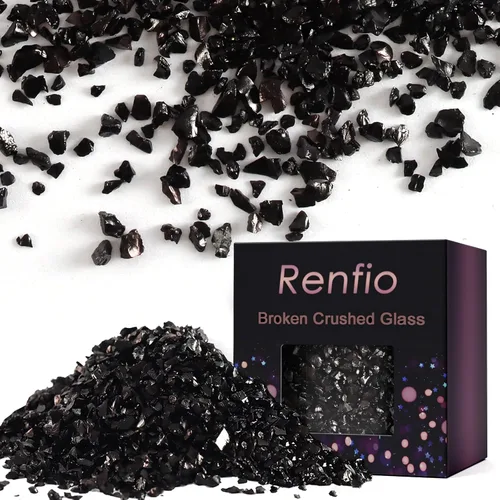 Miniatura 16 de Renfio Fragmentos de purpurina de vidrio triturado roto de 0.079 a 0.157 pulgadas, irregulares, pequeños chips metálicos gruesos, 7 onzas (7.05 oz)
