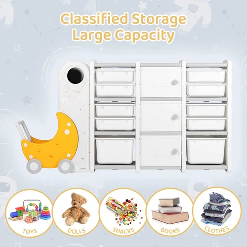 Miniatura 6 de duke baby Organizador de almacenamiento de juguetes de 3 capas para niños con 10 contenedores de almacenamiento, 3 gabinetes de juguetes