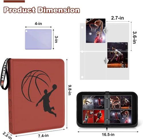 Miniatura 5 de Carpeta de tarjetas de baloncesto con 440 bolsillos, carpeta de tarjetas deportivas con diseño de visualización de tarjetas, álbumes de tarjetas