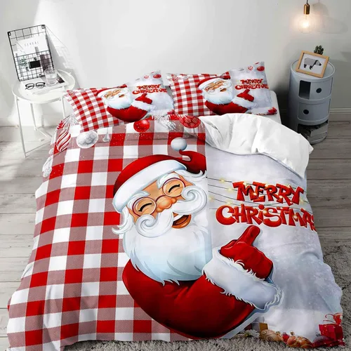Miniatura 28 de LUVIVIHOME Juego de 3 Piezas de Funda de Edredón de Navidad Tamaño Queen, Juegos de Ropa de Cama, Funda de Edredón a Cuadros Búfalo Negro y Rojo