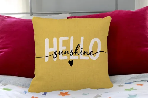 Miniatura 3 de IBILIU Hello Throw - Fundas de almohada de 18 x 18 pulgadas, color amarillo sol, fundas de cojín de lino y algodón para sofá, dormitorio Liucv024