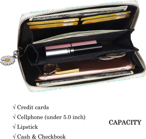 Miniatura 4 de KUKOO Womens Printed Zip Around Wallet Phone Clutch Purse Card Holder Organizer