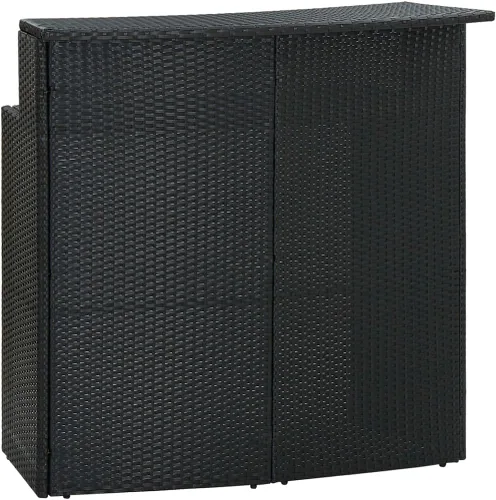 vidaXL Mesa de bar negra para patio, diseño moderno, clima, ligera y duradera, marco de acero con recubrimiento de polvo de ratán de polietileno,