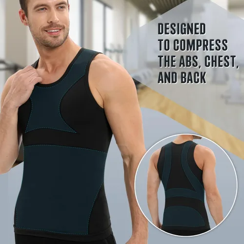 Miniatura 2 de PODFAN Gynecomastia Compression Shirt for Men, Slimming Tank Top Undershirts, Mens Body Shaper Vest