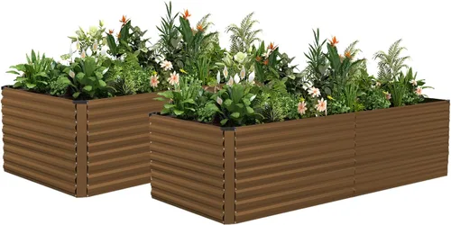 Miniatura 12 de NAVINE Cama de jardín elevada de 8 x 4 x 2 pies, macetas elevadas de metal grande, macetas para plantas al aire libre para verduras, flores