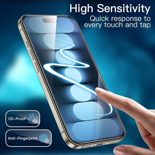 Miniatura 7 de JETech Protector de pantalla para iPhone 15 Pro Max de 6.7 pulgadas, película de vidrio templado con herramienta de fácil instalación, compatible