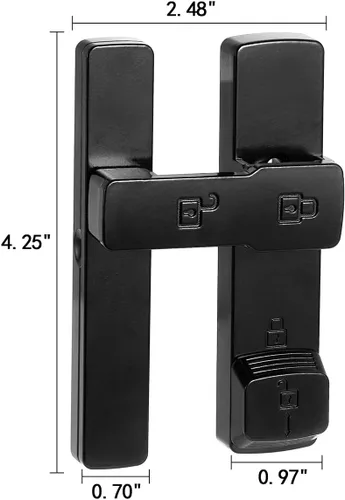 Miniatura 2 de INIRET Cerradura de puerta de granero negra de 180 grados, cerradura de puerta abatible, cerradura de puerta de aleación de zinc, protege