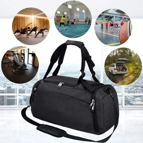 Miniatura 5 de Bolsa de lona impermeable para gimnasio, bolsa de viaje para hombres y mujeres, bolsa de lona con compartimento para zapatos, bolsa de noche 40L
