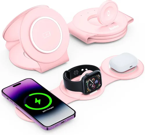 Miniatura 13 de Hicober Estación de carga inalámbrica 3 en 1 para Apple Watch y iPhone Air 17 16 15 14 13 12 Pro Max/Plus, Soporte de estación de carga inalámbrica