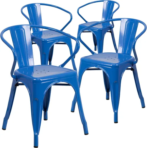 Miniatura 22 de Flash Furniture silla de metal con apoyabrazos, Metal, Negro